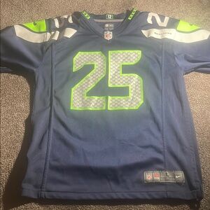 Seattle Seahawks Richard Sherman Nike Navy and Neon Green Jersey